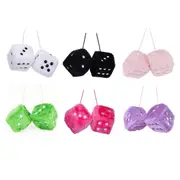 1pair Dice Plush Toy Cube Pendant Keychain Charm Cute Soft Accessory Gift