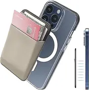 Sinjimoru for MagSafe Wallet, Strong Magnetic Wallet for iPhone 16 15 14 13 12, Stretchy Magnetic Card Holder for IDs, Cash, Keys, etc. M-Basic Grey