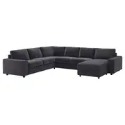 VIMLE crnr sofa-bed, 5-seat w chaise lng, with wide armrests/Djuparp dark grey