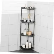 Corner Shower Caddy,Corner Shelf Stand for Living Room Bedroom 4 Tier Black