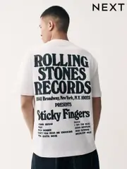 White The Rolling Stones Relaxed Fit Band Graphic Print T-Shirt (AJ5021) | $45