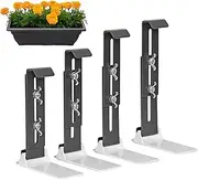 Uoqpty Window Box Hangers, Window Flower Box Holder for Planter, Adjustable Plant Container Windowsills Mount Support Rack for Patio Gardens Fences Balconies Deck Railing