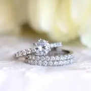 Minimalist Bridal Set - Brilliant CZ Diamond Stack - Everyday Stackable Ring Set