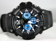 Casio MCW-100H-1A2V Mens Analog Watch Heavy Duty 100M WR Chronograph Black Blue
