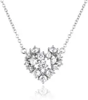 [MAYJAI] Simple Wind-Encrusted Diamond Love Necklace s925 Silver Zircon Collarbone Chain Women's Pendant