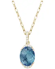 14K 3.26 ct. tw. Diamond & 3.20 ct. London Blue Topaz Necklace