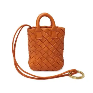 【BOTTEGA VENETA 寶緹嘉】577778 經典編織羊皮迷你手提包鑰匙圈吊飾(橘色)