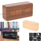 Wooden LED Digital Alarm Clock Table Clock Wireless Thermometer Calendar Alarm S
