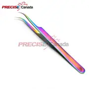 Stainless Steel Multi Rainbow Color 3D Eyelash Extension Tweezers 5.5'' Curved