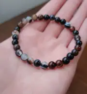 Natural 6mm Black Sardonyx Stone Bracelet Gemstone Stretch Bracelet Handmade