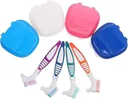 FOYTOKI 8pcs Denture Care Set Portable Storage Case with Cleaning Brush for False Teeth Durable Organizer for Travel and Home Use Denture Protection and Care