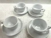 Richard Ginori 1856 "White COFFEE/TEA CUPS footed" & SAUCERS Set of 4 NEW Italy