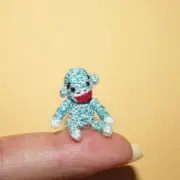 Dollhouse Miniature Sock Monkey Handmade Toy Pet Stuffed Animal Lover Gift Idea
