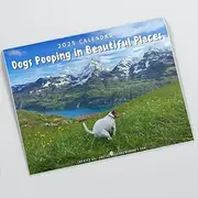 Dogs Pooping In Beautiful Places 2023 Calendar - Holiday Christmas Gag Gift White Elephant