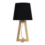 Edina Black Natural Timber Table Lamp