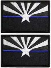 Arizona State Flag Thin Blue Line Morale Patch - 2PC HOOK BACKING 3"x2"