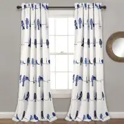 Rowley Birds Light Filtering Window Curtain Panels, Pair, 52" W x 84" L, Navy...