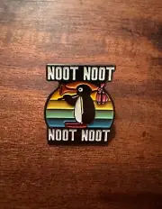 Pingu Penguin Noot Noot Enamel Pin - Colorful background