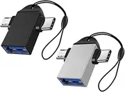 LAPYAPPE 2pcs USB Adapter Type-c to USB Flash Disk Converter Compact OTG Connector for Fast Data Transfer Lightweight Design Stylish Indicator Lights