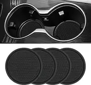 4PCS Car Cup Coaster,Universal Non-Slip Cu-p Holders,Silicone Anti Slip Cu-p Mat,Washable Cup Mats,Car Interior Accessories,Black