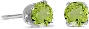 [LXR] 14k White Gold 4 mm Round Peridot Stud Earrings