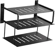 Ｂｅｓｇａ 3 Layers Projector Shelf Wall Mount Organizer Aluminum Easily Install TV Accessories Storage Box Router Shelf for Socket Home, Black