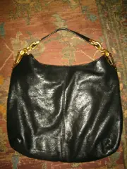 Michael Kors Black leather Hobo. Gold Tone Hardware. Key Fob. NWT Immaculate.