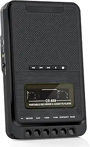 Portable Cassette Player Cassette Recorder, Recording to Cassette/USB/SD Card via Microphone, Cassette to MP3 Music via USB/SD Card/PC, Cassette Recorder with Extendable Handle (Black)
