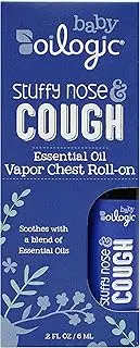 Oilogic Stuffy Nose & Cough Vapor Chest Roll-On Essential Oil for Babies & Toddlers - Gentle Baby Essentials - Pediatrician-Tested & Safe for Babies, 2 Fl Oz