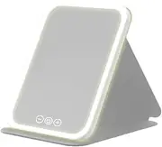Mittokonnel Cosmetic Mirror with Lighting, Rechargeable Adjustable Brightness, Portable Mirror, Makeup Mirror, Foldable Travel Mirror with 3 Light Colours, Table Mirror for Home Travel (Large)