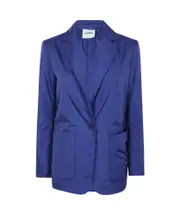 patch-pocket single-breasted blazer S,M BRIGHT BLUE