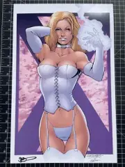 G.W. FISHER WHITE QUEEN EMMA FROST SIGNED PRINT 12X18 HELLFIRE CLUB X-MEN