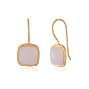 Inaya Earrings in Sterling Silver with Rose Quartz Stone - Matt Finish Jewellery in Australia