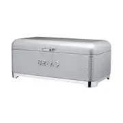 Lovello Carbon Steel Textured Bread Bin Storage Container 42x22cm Shadow Grey