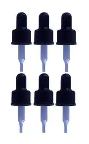 6pc Glass Eye Droppers, Glass Droppers, Fits 5 ML Bottles. Screw Cap - New