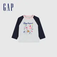在飛比找momo購物網優惠-【GAP】女幼童裝 Logo小熊印花圓領長袖T恤-海軍藍(8