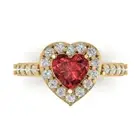 2.03Ct Heart Cut Natural Garnet Gold Halo Engagement Promise Statement Ring