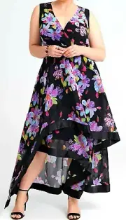 TS TAKING SHAPE plus size XXS / 12 Jungle Floral Dress hi-low floaty NWT rrp$250