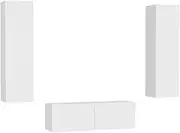 TV Cabinet Set 3 Piece White Engineered Wood for Living Room, Modern TV Stand with Storage, Sturdy & Space-Saving Entertainment Unit