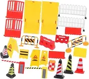 KONTONTY 1 Set Mini Traffic Sign Road Block Construction Educational Play for Imaginative Learning Compatible with Construction