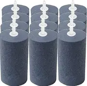 COOMATEC 12-Pack Large Air Stones, Humongous 4 x 2 Inch Round Filter for Aquarium, Hydroponics, Fish Tank, Koi Pond, Cylinder Bubble Diffuser for Pump, Growing System
