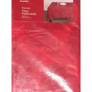 Vinyl tablecloth 70" x 52" red christmas holiday poinsettia table size to 46"