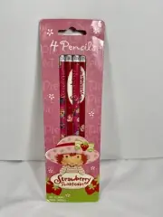 2004 Strawberry Shortcake Pencil Set 4 Piece #2 Lead Real Wood 2004 Starpoint