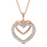 Natural Diamond Accent Interlocking Hearts Pendant in Sterling Silver with 14K Rose Gold Plate