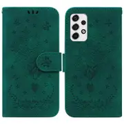 For Samsung Galaxy A33 5G Case, Butterfly Rose Embossed PU Leather Wallet Cover, Green