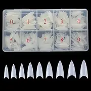 Beuniar Stiletto Nail Tips 500Pcs Short Sharp Ending False Acrylic Nails Tip Half Cover 10 Sizes with Box for Nail Salons Home DIY (Natural)