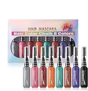 Hair Chalk Comb Temporary - Hair Color Mascara Set | 8 Color Temporary Bright Hair Color Cream for Girls, Washable Hair Chalk Set, Temporary Hair Color Dye, Hair Highlighting Accessories for Adults