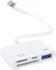 SD Card Reader for iPhone iPad, 4 in 1 Micro SD/SD Card Reader to iPhone Adapter