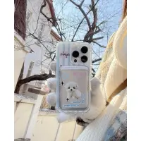 在飛比找蝦皮購物優惠-韓系ins韓系可愛狗狗電鍍銀磁吸卡包iPhone15手機殼適