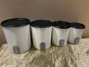 Tupperware Beautiful and Colorful New Set of 4 Canisters with Window Reminder
